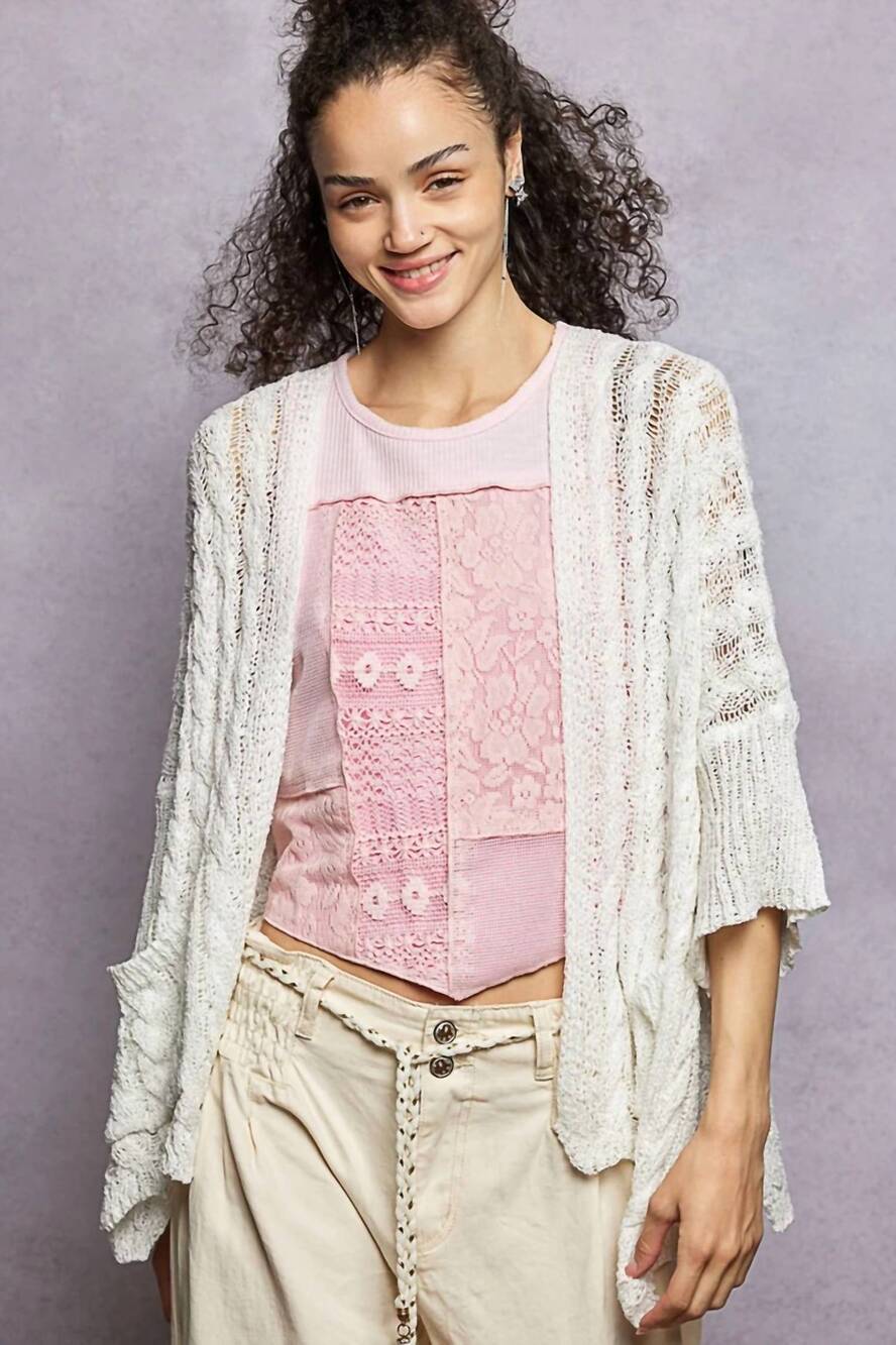 NEW POL open front sweater cardigan in white